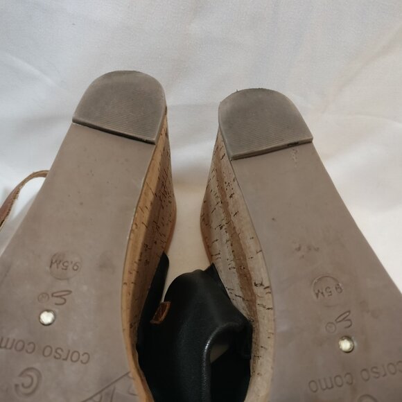 Corso Como Two-Tone Black and Brown Leather Cork Wedges 9.5 - Worn Once! - Picture 11 of 11
